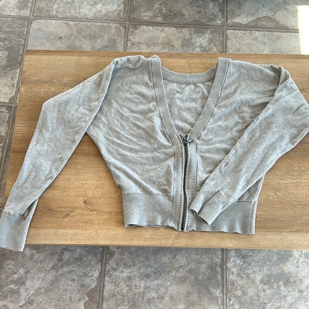 Express size small gray zip sweatshirt cropped top​​​​​​​